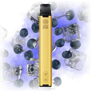 Gold Bar Blueberry Ice Disposable Vape with a sleek design, featuring blueberry and ice flavors.