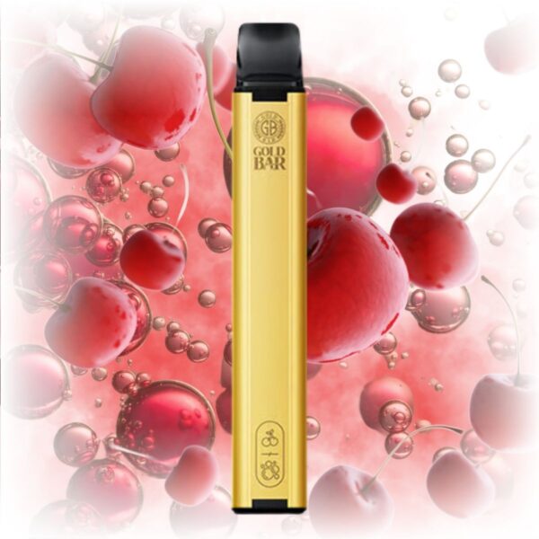 Gold Bar Cherry Fizz Disposable Vape with a sleek design, featuring cherry flavors and a fizzy sensation.