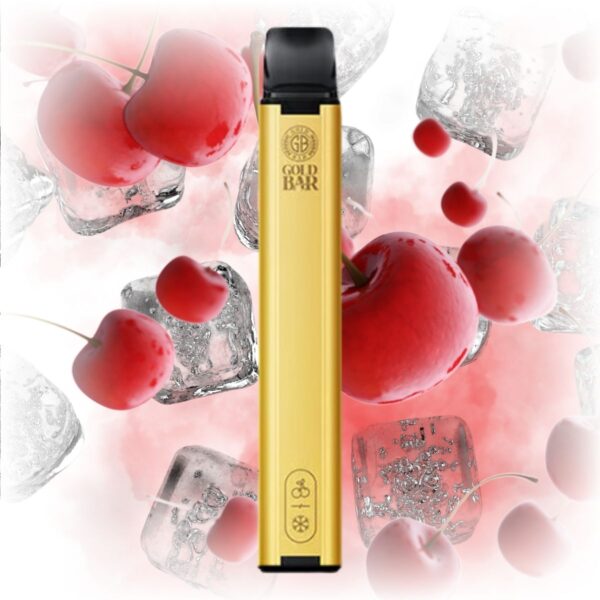 Gold Bar Cherry Ice Disposable Vape with a sleek design, featuring cherry and ice flavors.