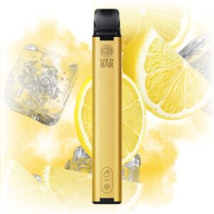 Gold Bar Lemon Ice Disposable Vape with a sleek design, featuring lemon and ice flavors.