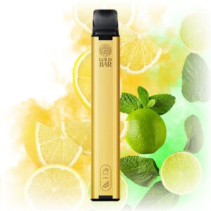 Gold Bar Lemon Lime Disposable Vape with a sleek design, featuring lemon and lime flavors.