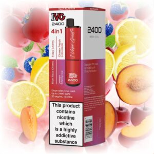 IVG 2400 4 in 1 Multi Flavour Cherry Edition vape with a sleek design, featuring a variety of cherry flavors.