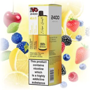 IVG 2400 4 in 1 Multi Flavour Lemon Edition vape with a sleek design, featuring multiple lemon flavors.