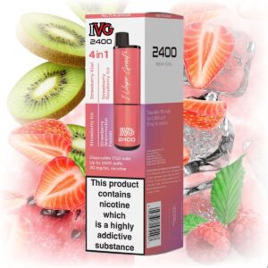 IVG 2400 4 in 1 Multi Flavour Strawberry Edition vape with a sleek design, featuring multiple strawberry flavors.