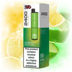 IVG 2400 Lemon & Lime vape with a sleek design, featuring a zesty blend of lemon and lime flavors.