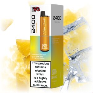 IVG 2400 Pineapple Ice vape with a sleek design, featuring a refreshing pineapple flavor with an icy finish.