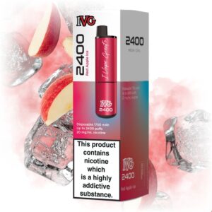 IVG 2400 Red Apple Ice vape with a sleek design, featuring a crisp red apple flavor with an icy finish.