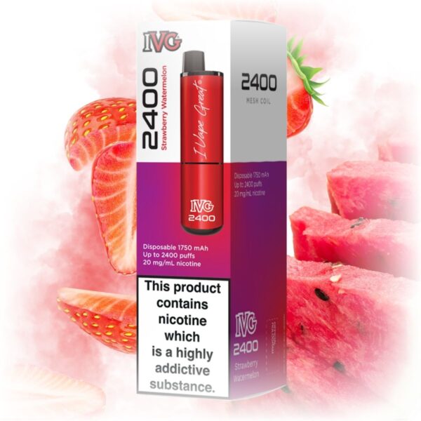 IVG 2400 Tropical Fruits vape with a sleek design, featuring a blend of tropical fruit flavors.