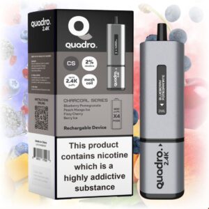 Quadro 2400 Charcoal Series Vape with a sleek design featuring a sophisticated charcoal finish.