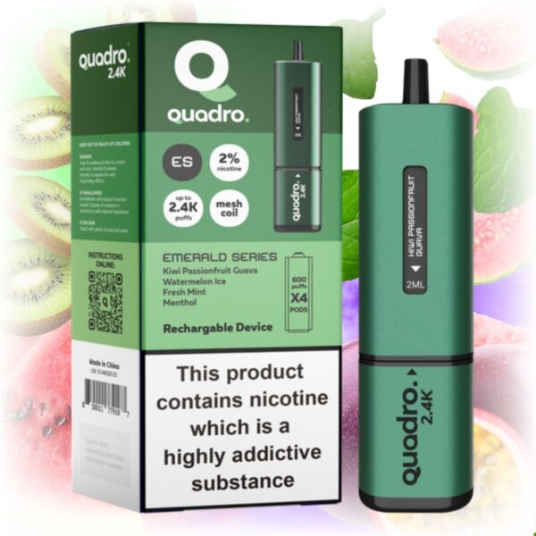 Quadro 2400 Green Series Vape with a sleek design featuring a vibrant green finish.