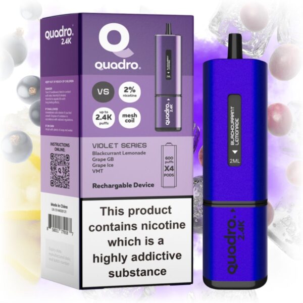 Quadro 2400 Purple Series Vape with a sleek design featuring a unique purple finish.