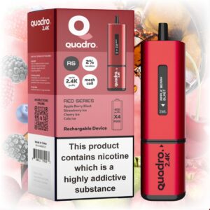 Quadro 2400 Red Series Vape with a sleek design featuring a vibrant red finish.